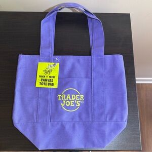 NWT Trader Joe's Halloween 2025 Purple Mini Canvas Tote Bag